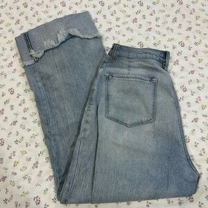 KanCan Light Blue Wide Leg Jeans with Raw Hem